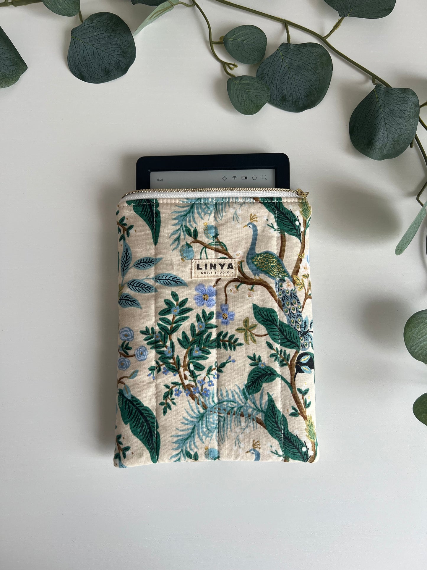 E-reader sleeve 6” - gequilt - Vintage garden