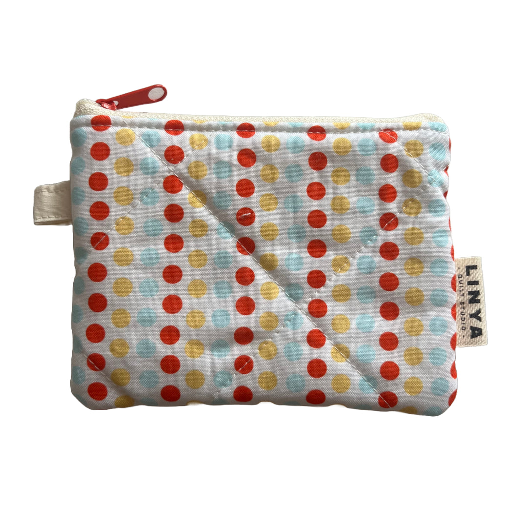 Mini etui - gequilt - Dots blue and yellow