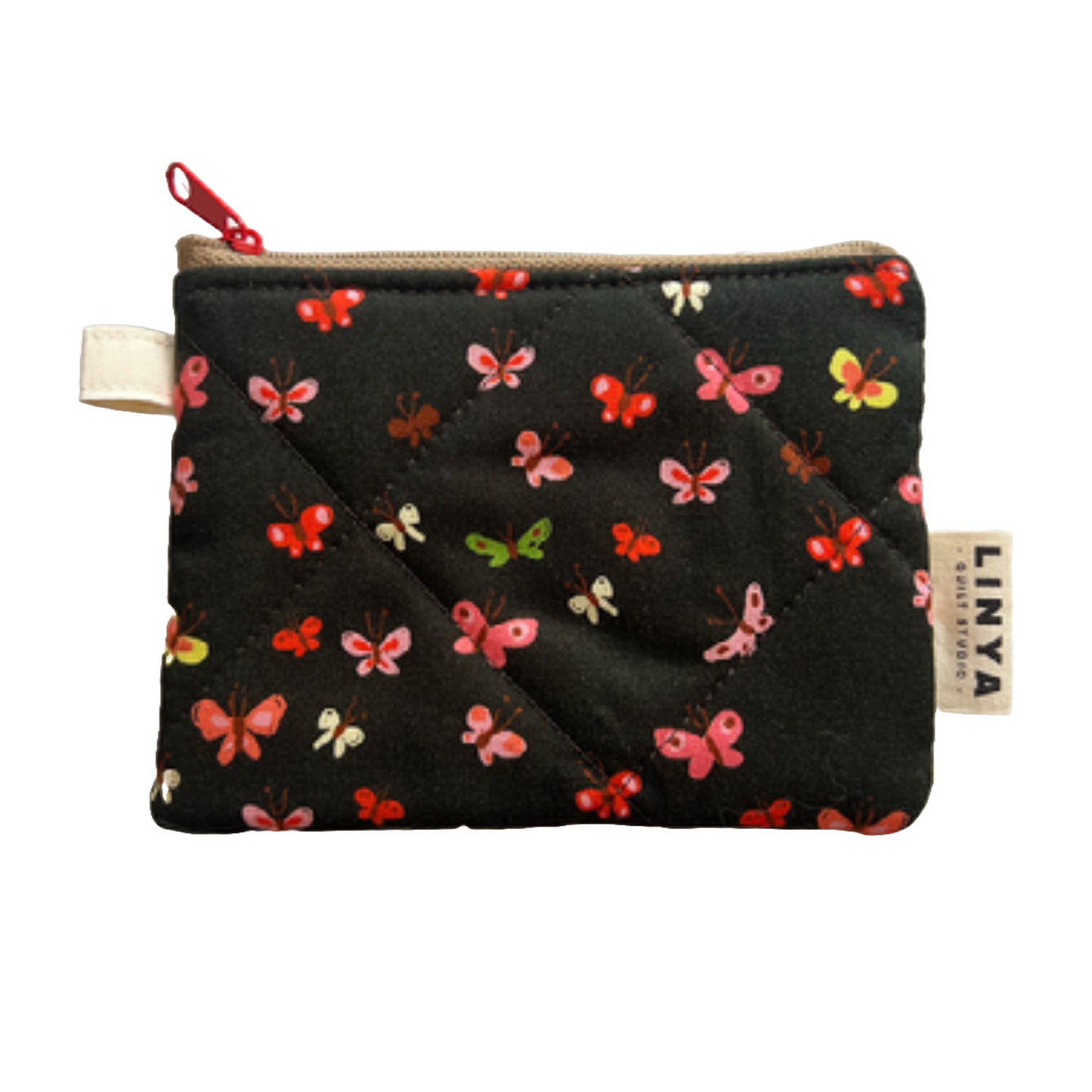 Mini etui - gequilt - Butterflies mud