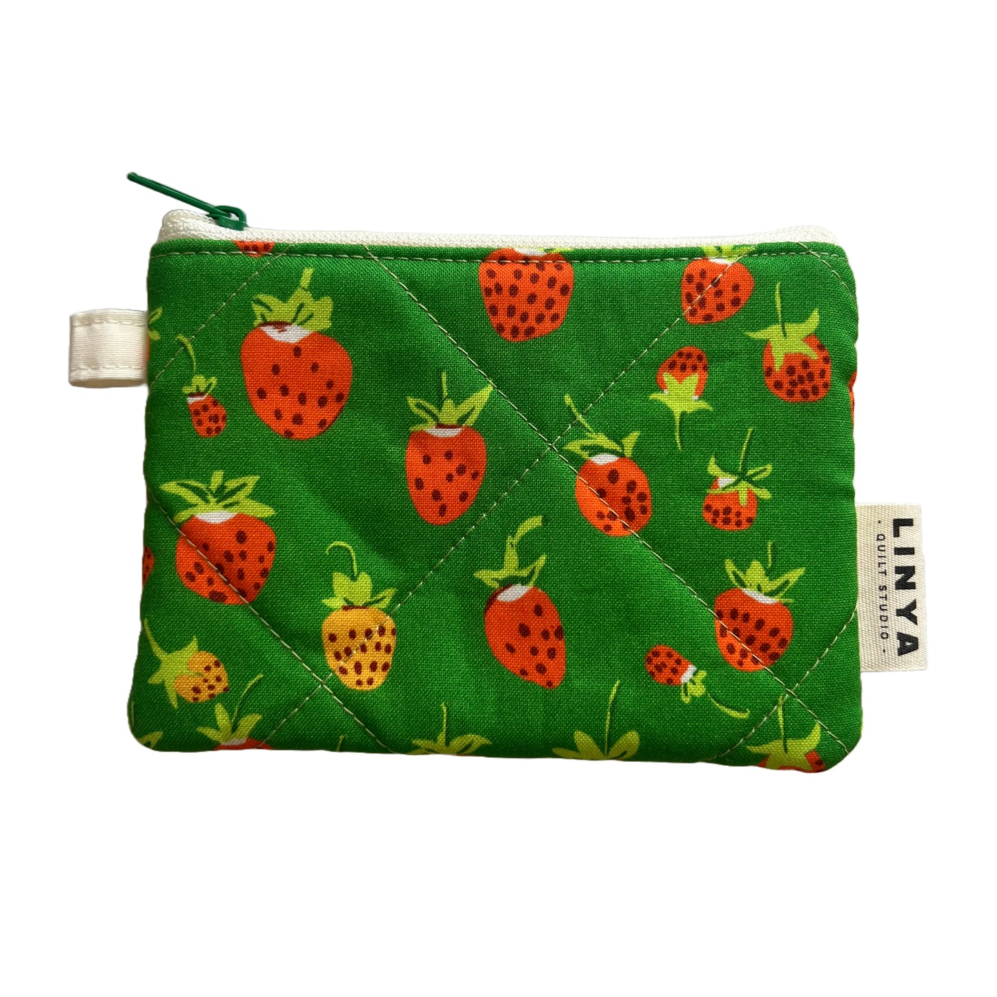 Mini etui - gequilt - Strawberries green