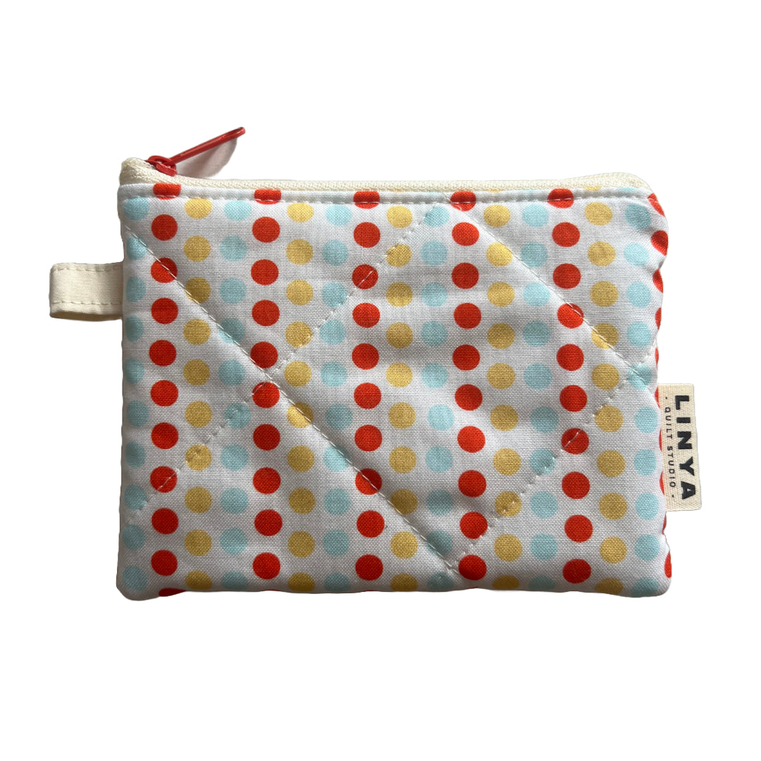 Mini etui - gequilt - Dots blue and yellow