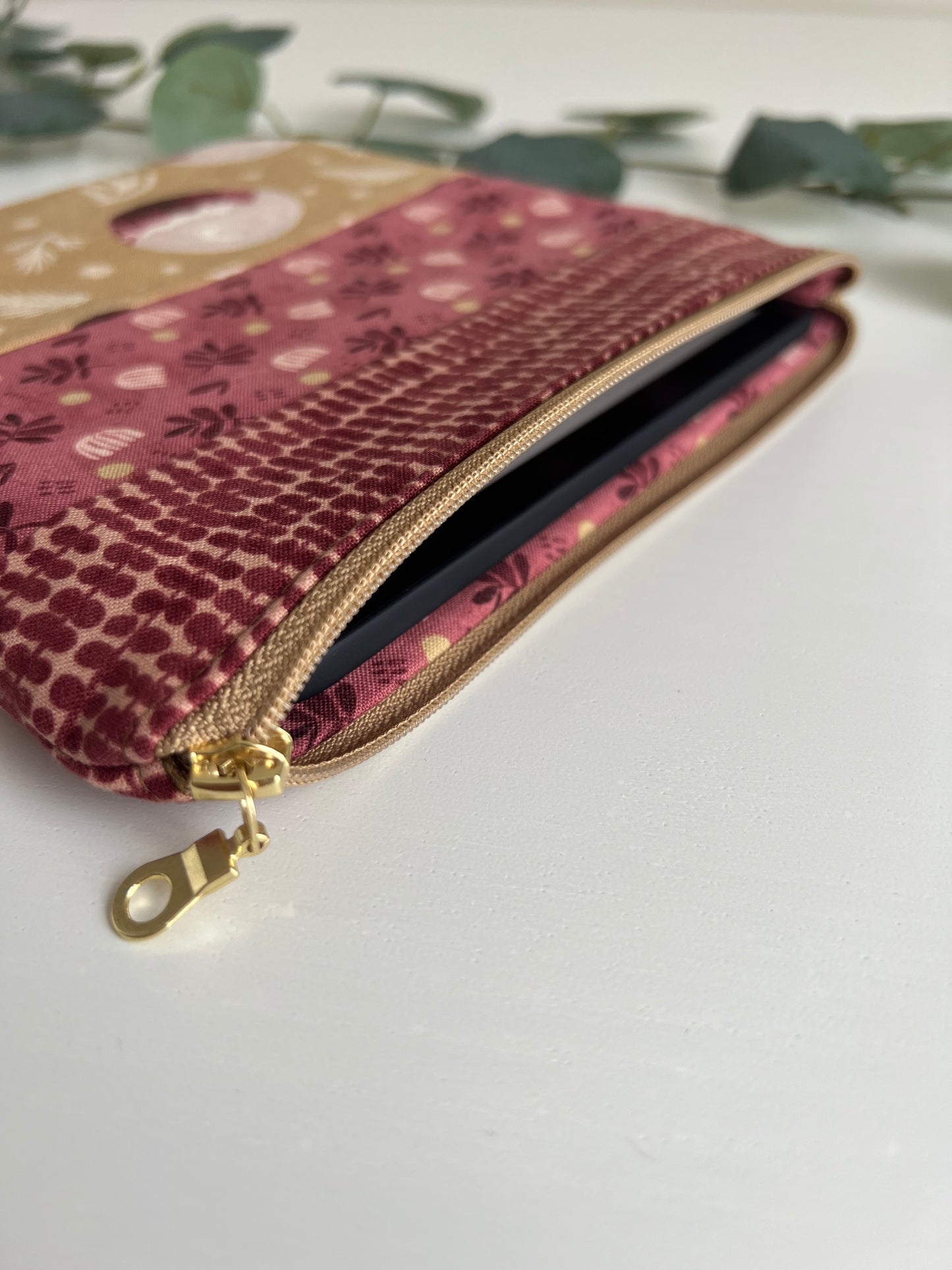 E-reader sleeve 8" patchwork - Tripple Bordeaux