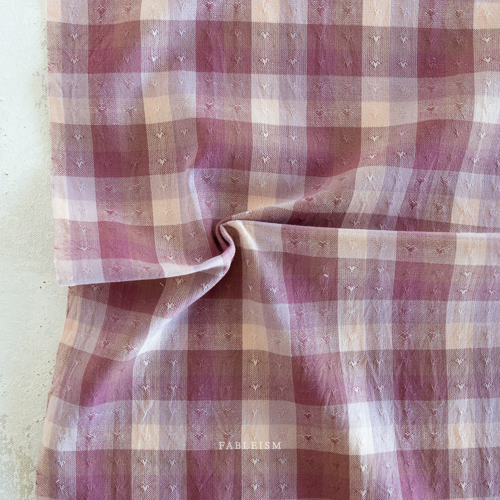 Golden Hour - Gingham Hearts in Cameo Pink