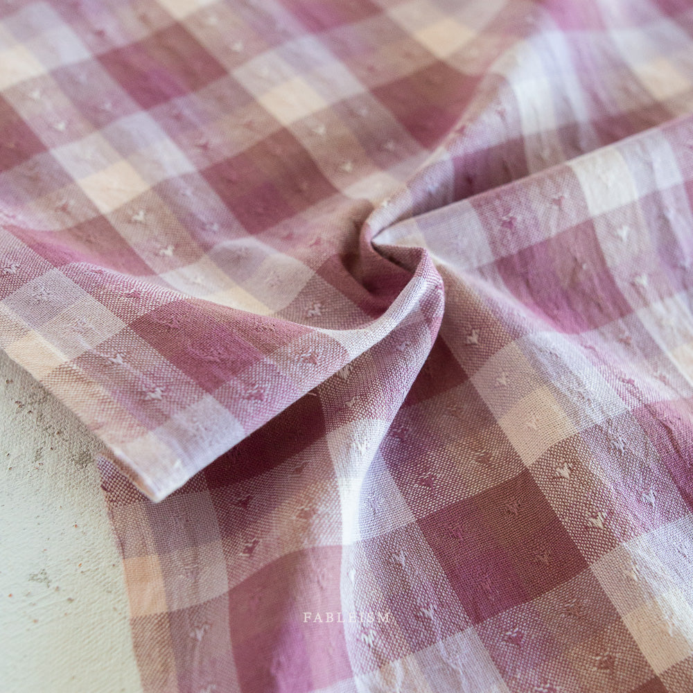 Golden Hour - Gingham Hearts in Cameo Pink
