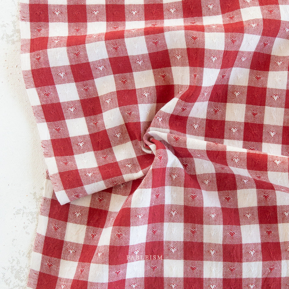Queen of Hearts - QH-GH55-01-CHERRY - Dobby Hearts Gingham in Cherry