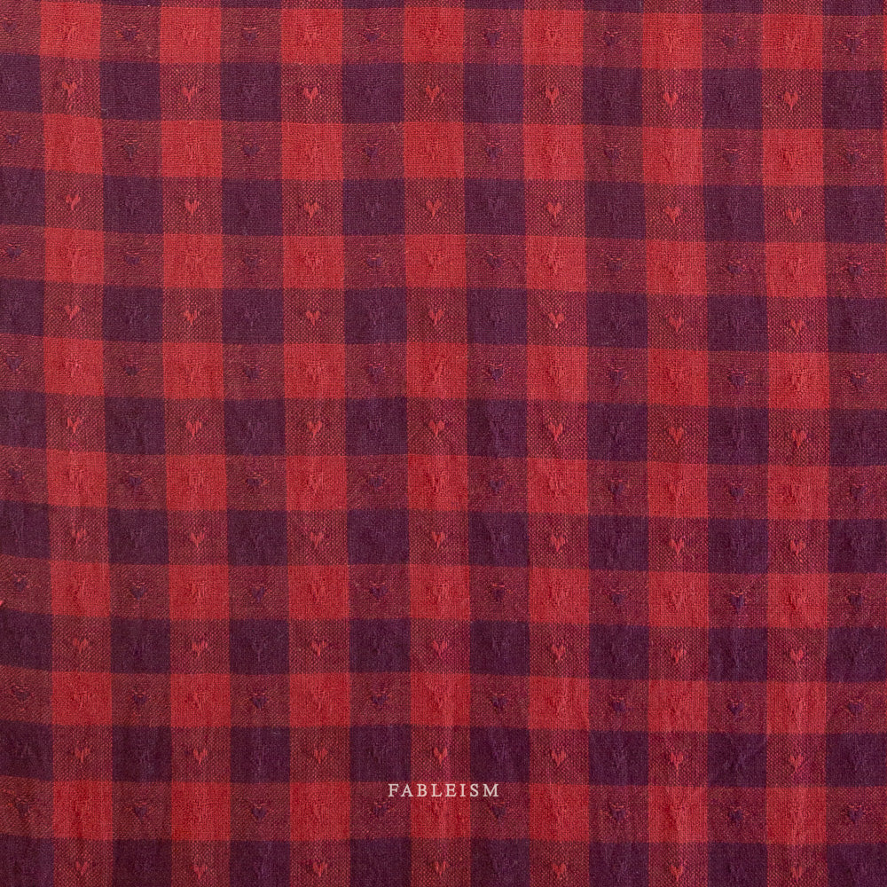 Queen of Hearts - QH-GH55-02-MARASCHINO - Dobby Hearts Gingham in Maraschino