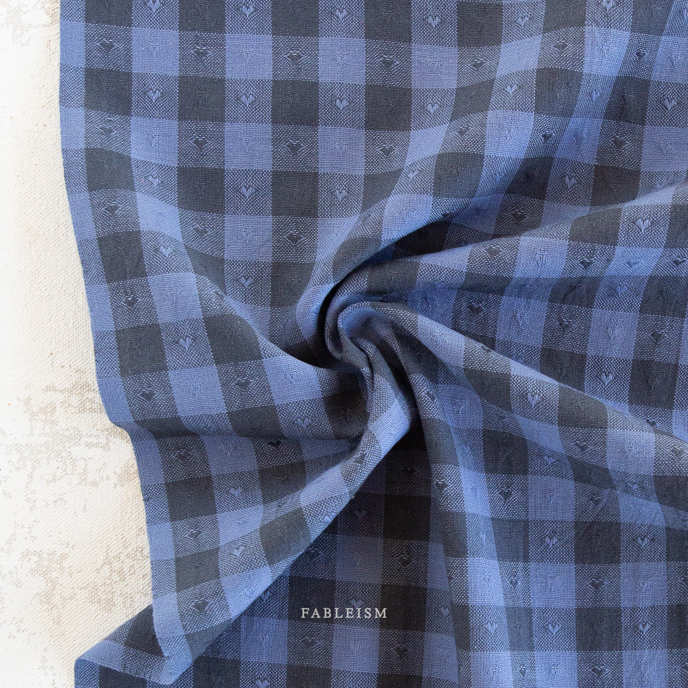 Queen of Hearts - QH-GH55-04-BLUEBERRY - Dobby Hearts Gingham in Blueberry