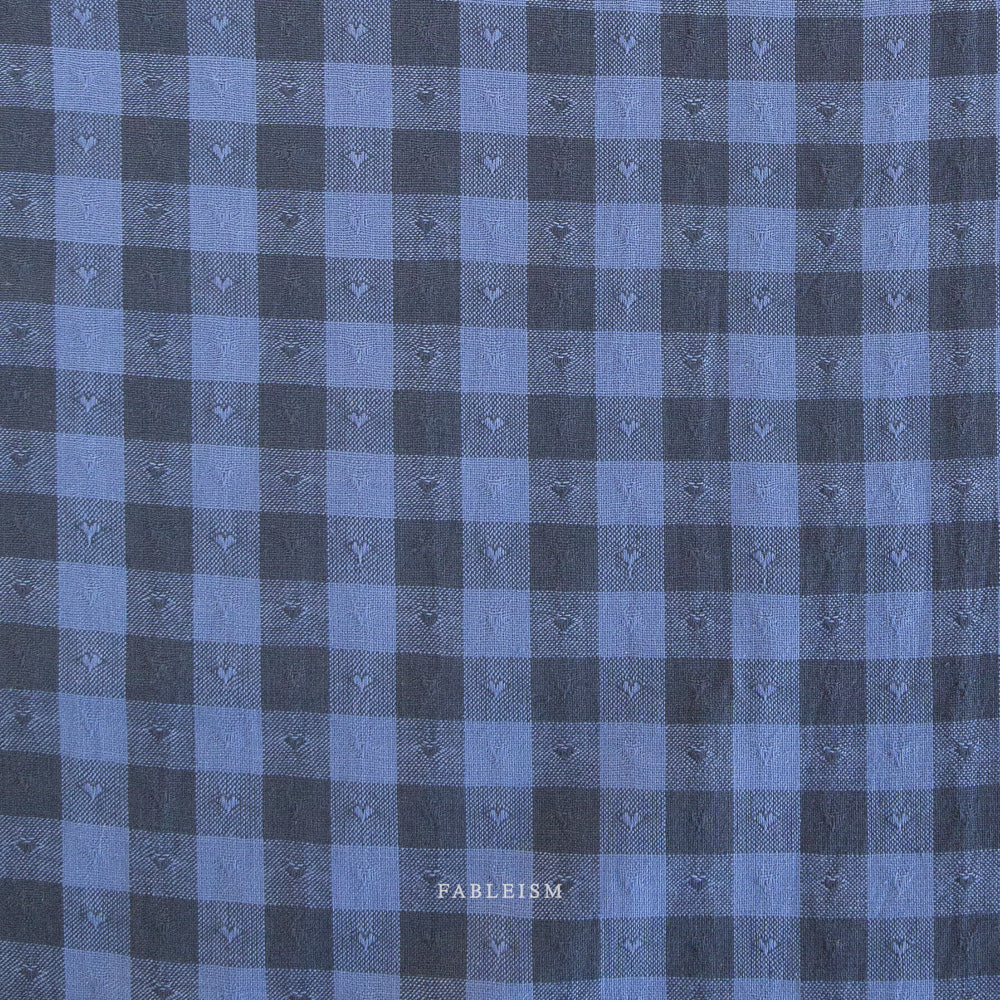 Queen of Hearts - QH-GH55-04-BLUEBERRY - Dobby Hearts Gingham in Blueberry