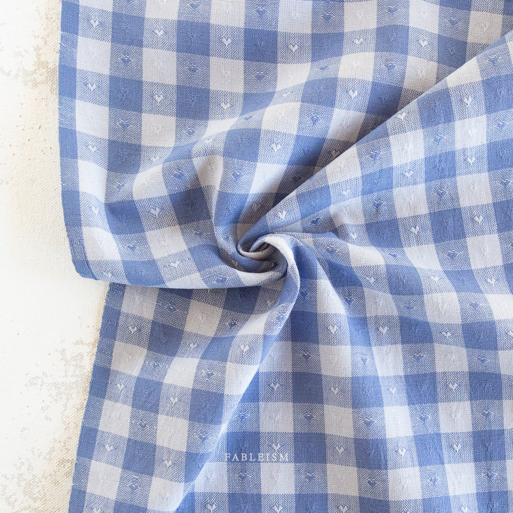 Queen of Hearts - QH-GH55-05-ALICE-BLUE - Dobby Hearts Gingham in Alice Blue