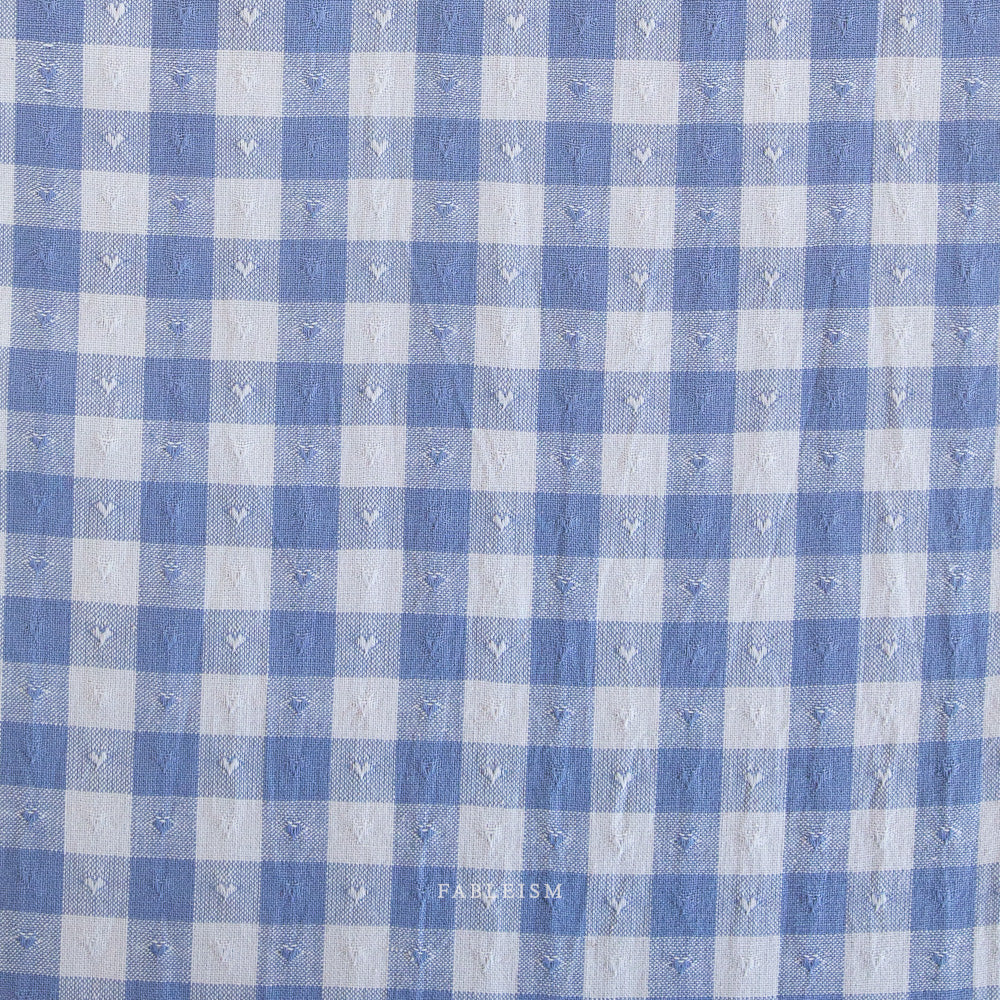 Queen of Hearts - QH-GH55-05-ALICE-BLUE - Dobby Hearts Gingham in Alice Blue