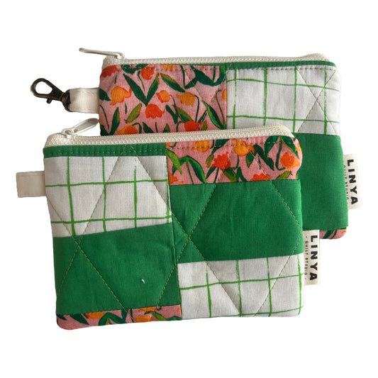 Mini etui - By Hand - patchwork donker groen
