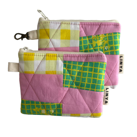 Mini etui - By Hand - patchwork licht roze
