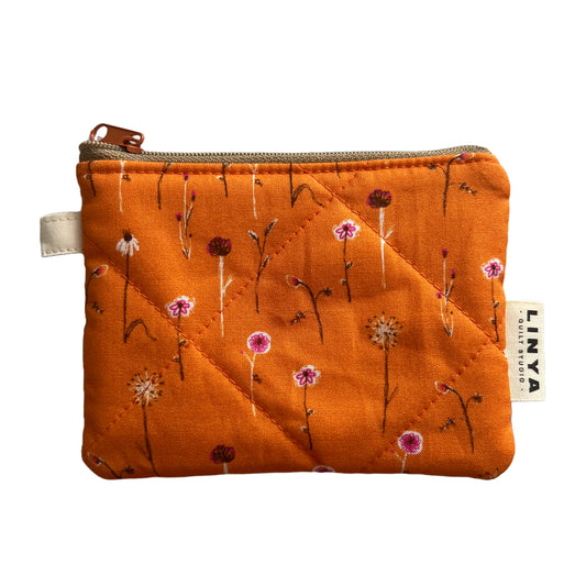 Mini etui - gequilt - Wildflower orange