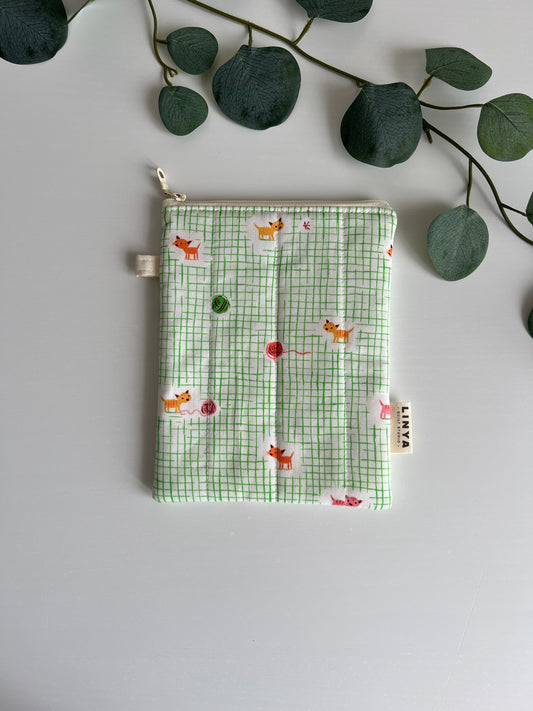 E-reader sleeve 6" gequilt - Kitten plaid