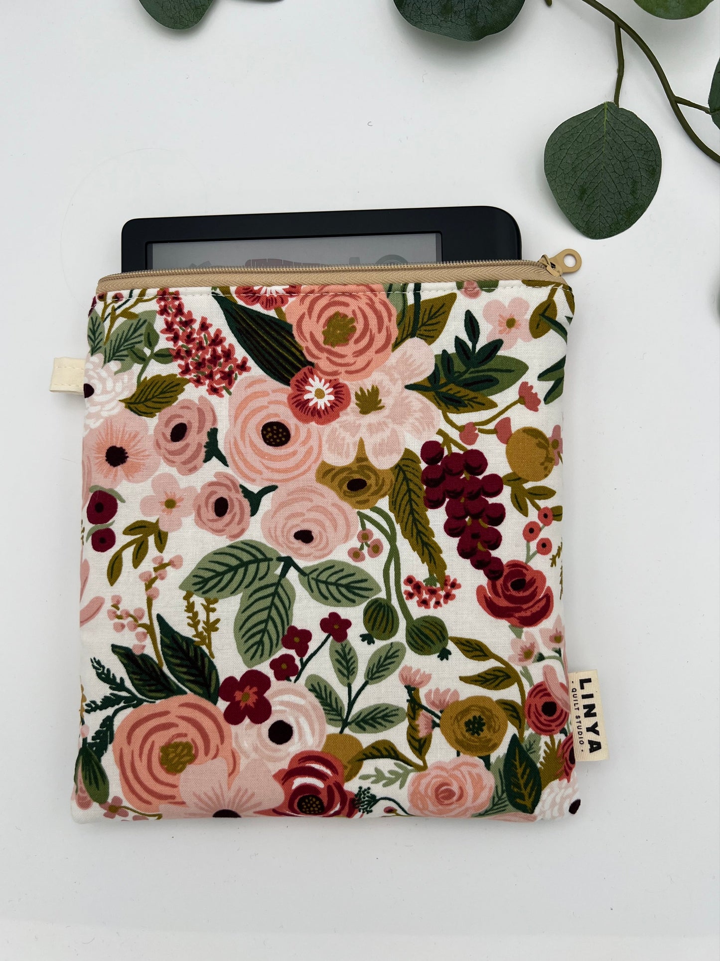 E-reader sleeve 7" gevoerd - Pink flowers