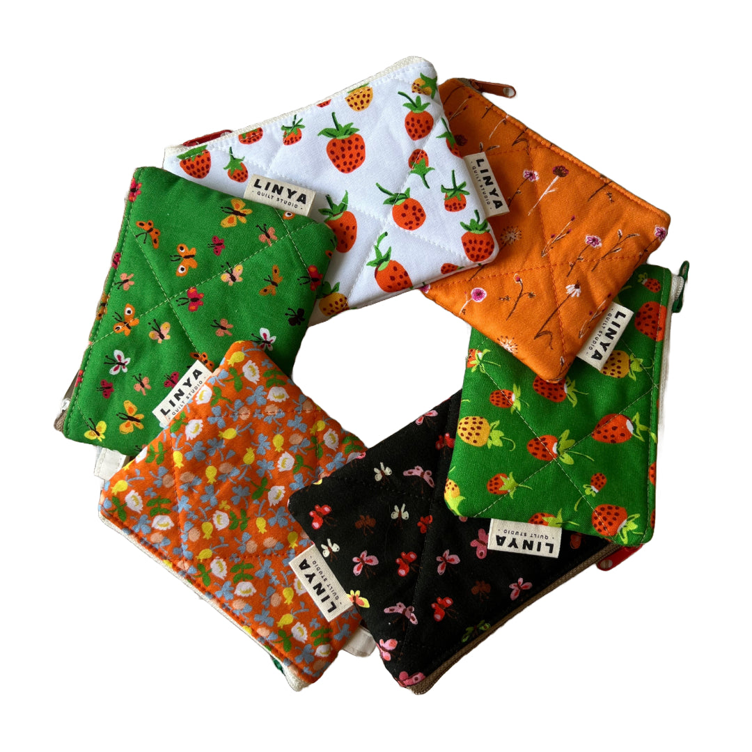 Mini etui - gequilt - Wildflower orange